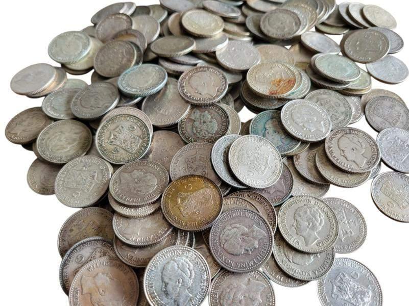 Nederland halve gulden Wilhelmina 50 stuks, ½ gulden, Setje, Zilver, Ophalen of Verzenden