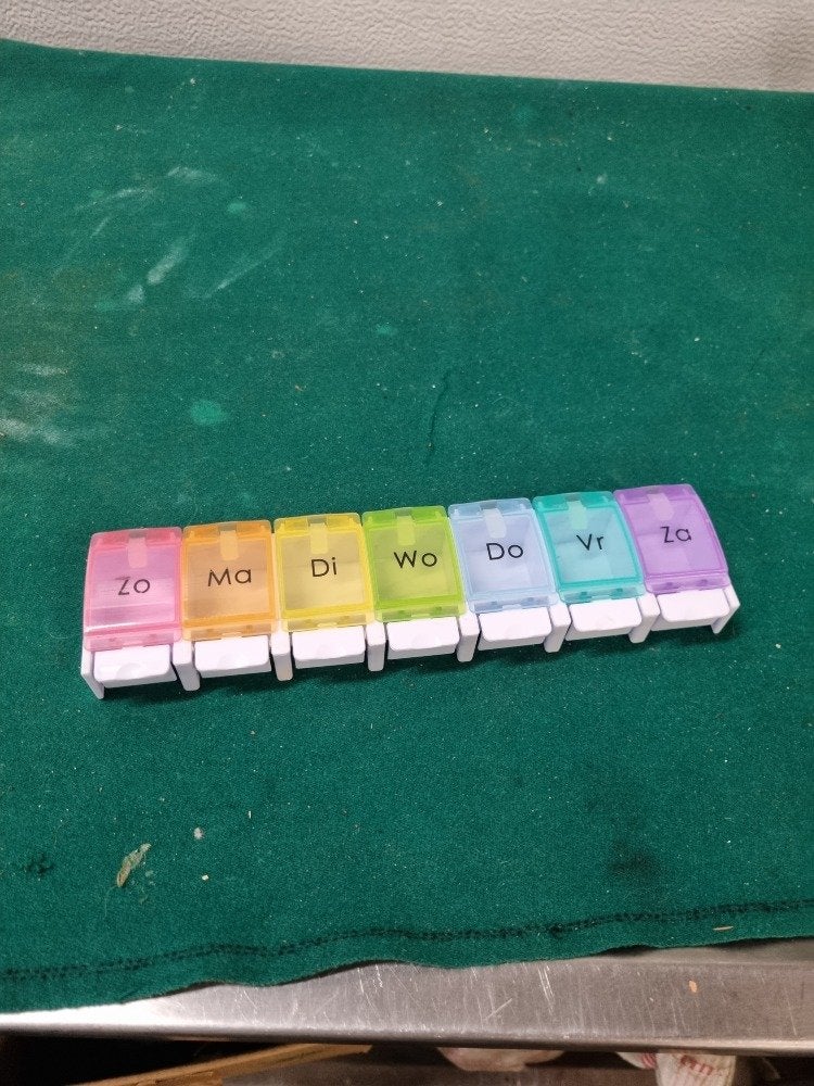 pillendoos voor 1 week, Diversen, Ophalen of Verzenden, 'T Olde Gre-j, Info@toldegrej.nl, Endepoelstraat 20f Didam