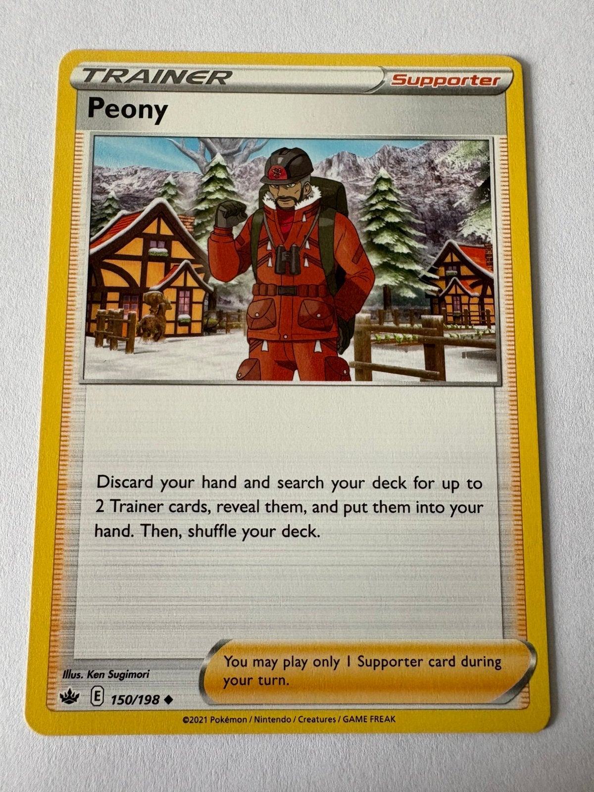 Pokémon kaart TRAINER Supporter Peony, Ophalen of Verzenden, Nieuw, Losse kaart