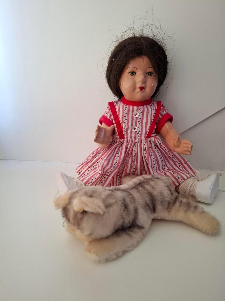 Steiff poesje, leuk bij wildebras poppen, Antiek en Kunst, Antiek | Speelgoed, Ophalen of Verzenden
