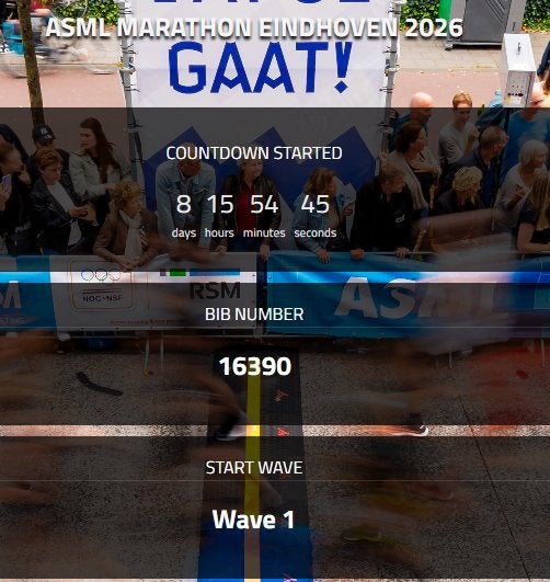 Startbewijs Halve Marathon Eindhoven 2026, Eén persoon, Oktober