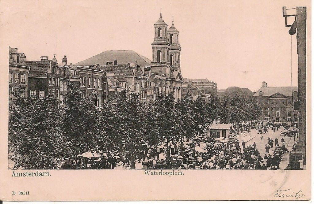 Oude ansichtkaart Amsterdam Waterlooplein1904, Verzamelen, Ophalen of Verzenden, Voor 1920, Ongelopen, Noord-Holland