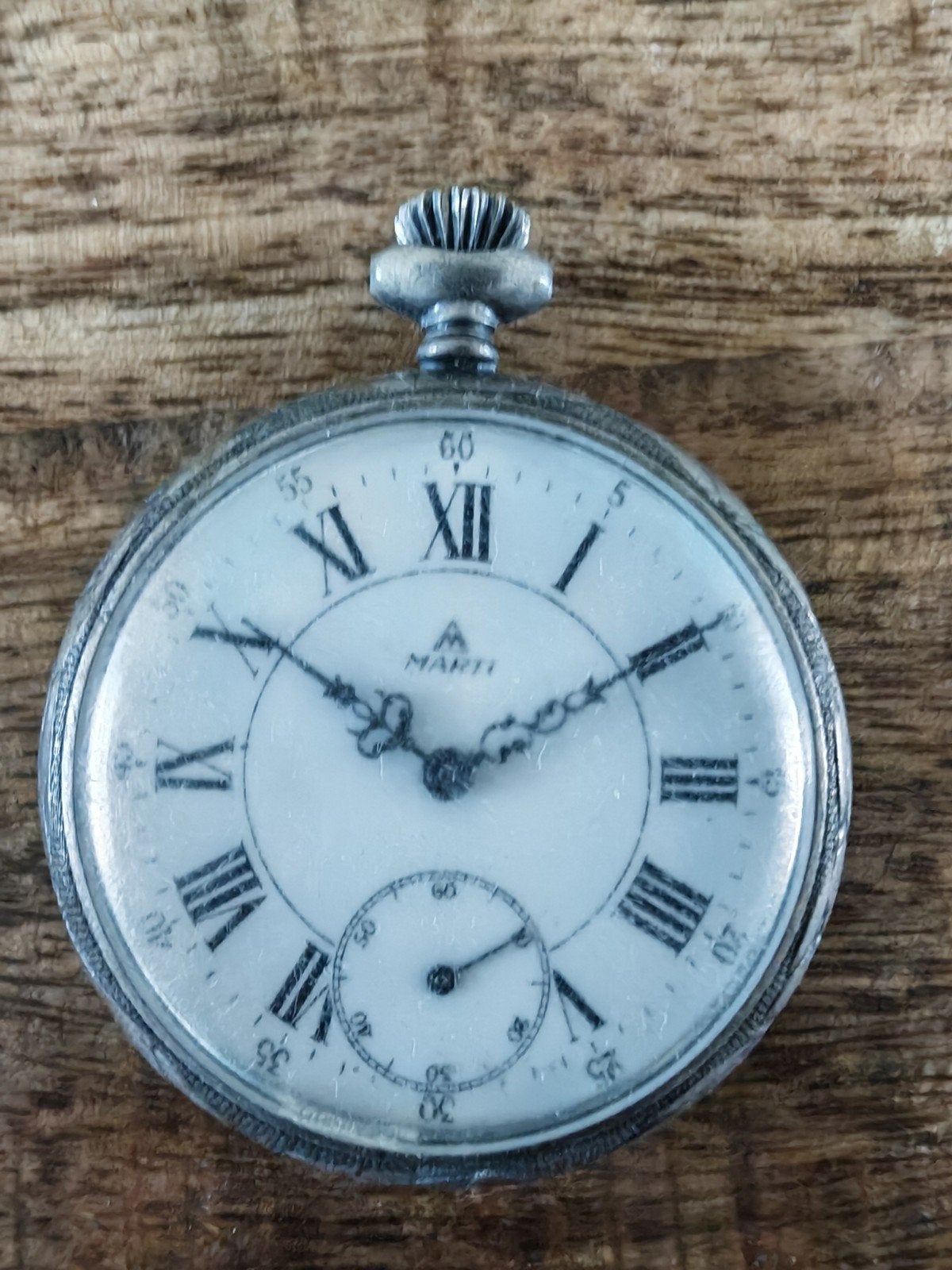 Antiek zilveren zakhorloge Marti, Ophalen of Verzenden, Staal, Overige merken, 1900 tot 1930