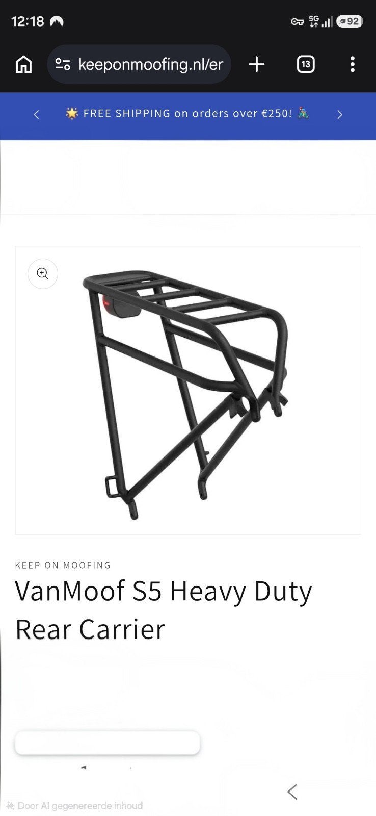 Gevraagd: VanMoof S5 Heavy Duty Achterdrager, Fietsen en Brommers, Ophalen of Verzenden