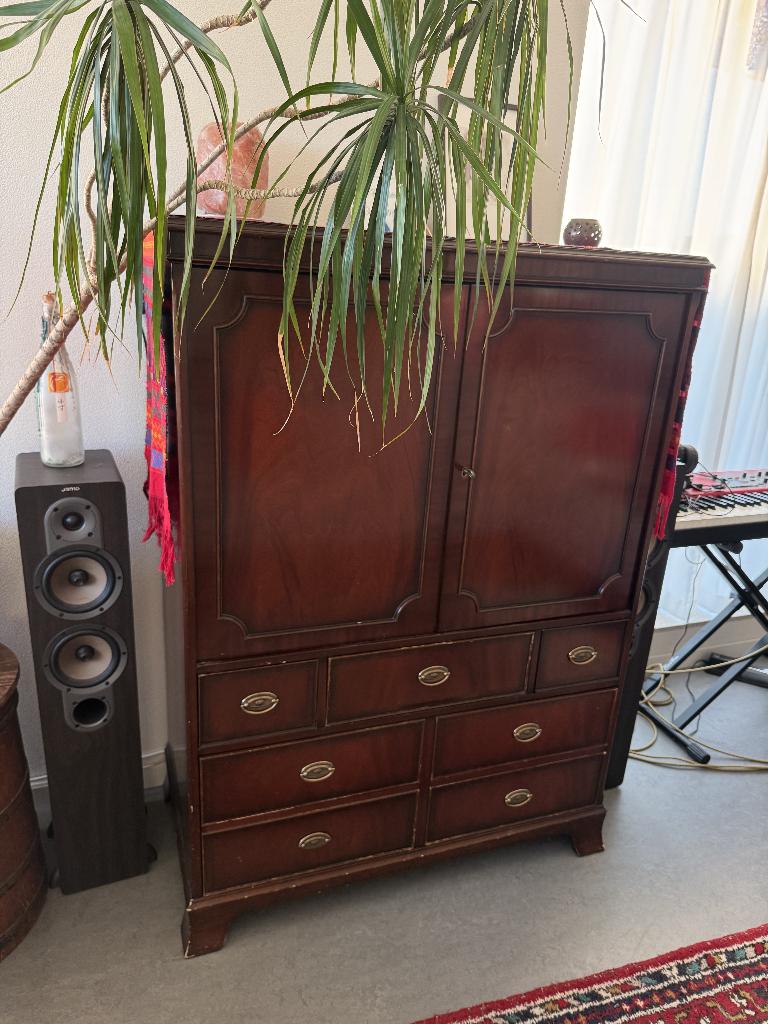 Vintage TV kast met deuren – karaktervol meubel, Ophalen, Gebruikt, Minder dan 100 cm, Overige houtsoorten