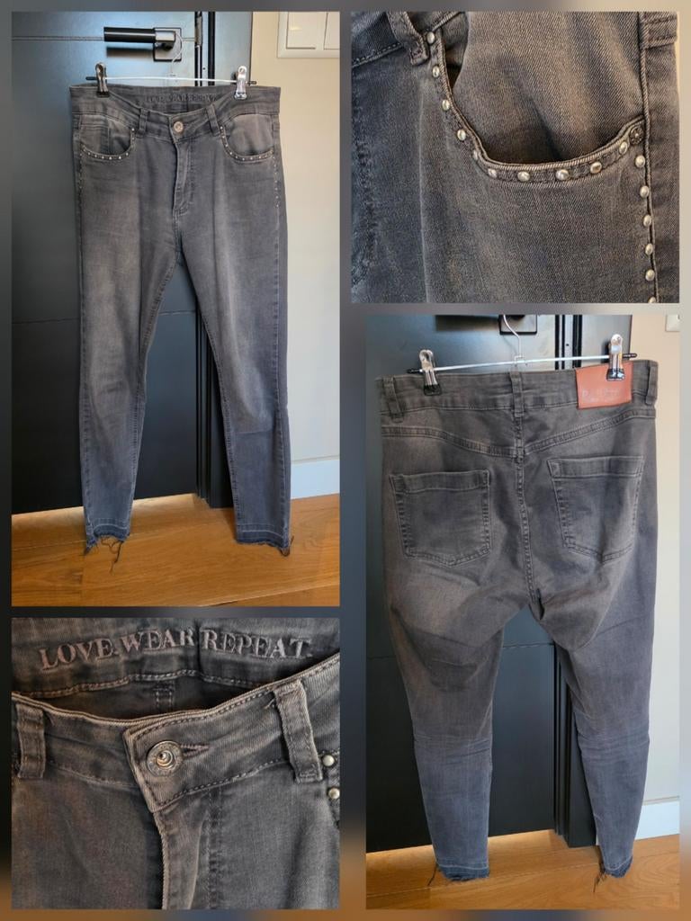 Grijze Parami jeans met studs, maat 38, lengtemaat 30, Parami, Overige jeansmaten, Ophalen of Verzenden, Zo goed als nieuw