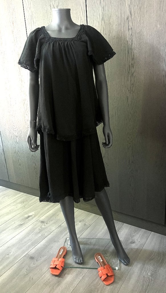 PRET-A-PORTER - zwarte vintage jurk - 36 (S), Verzenden, Zwart, Pret-a-Porter, Zo goed als nieuw