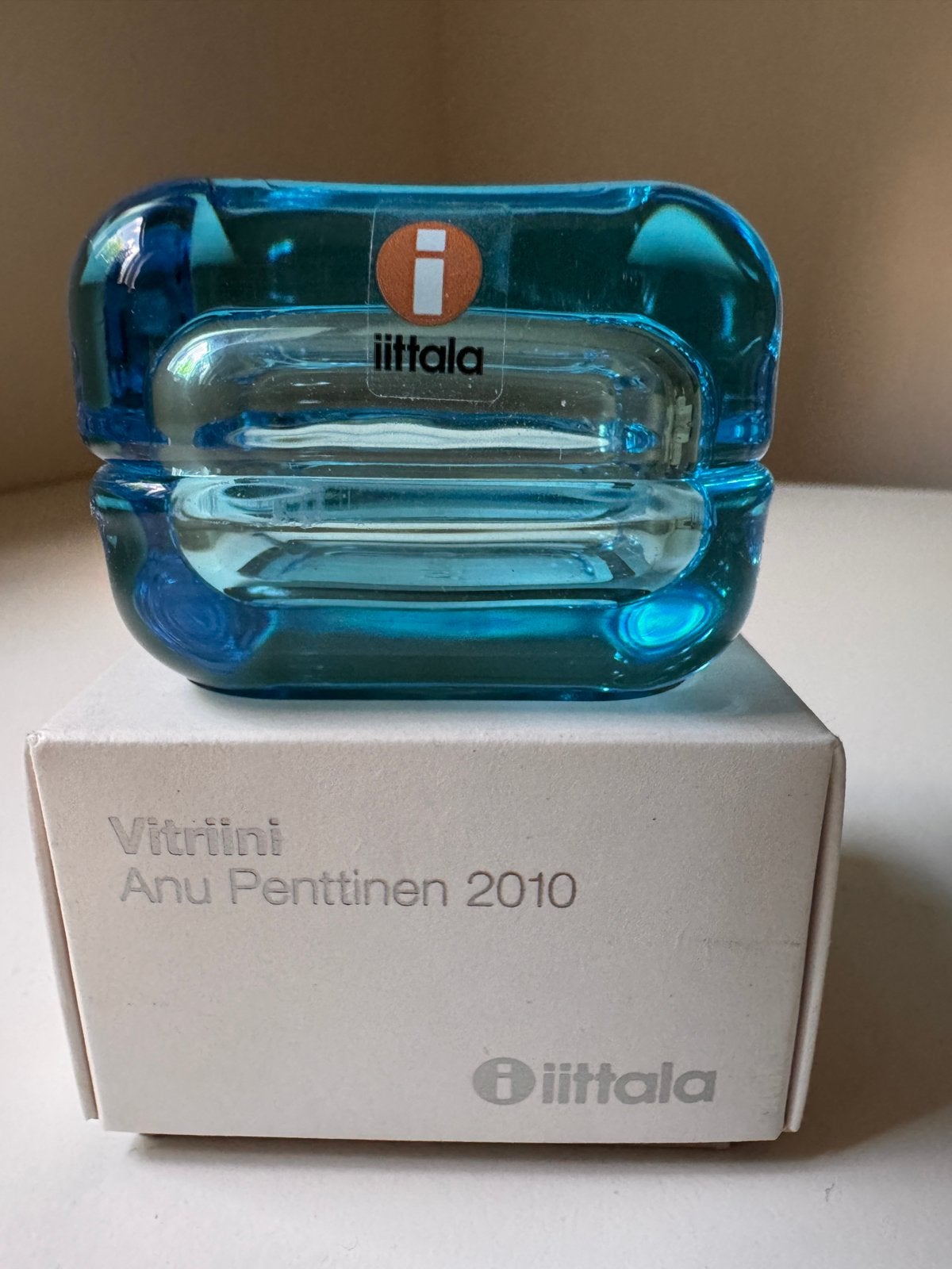 Iittala Vitriini 6x6cm lichtblauw met originele doos, Ophalen of Verzenden