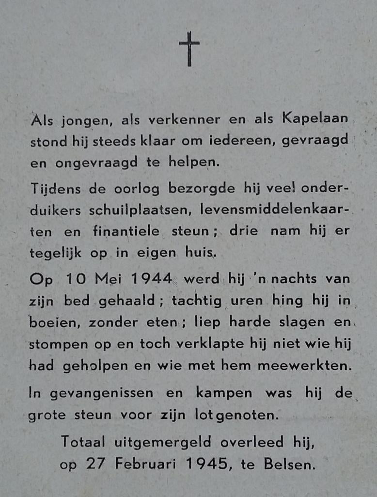 1945 Gedenk Prentje Verzetstrijder H. Lochtman Maastricht, Verzamelen, Nvt., Overige typen, Overige soorten, Ophalen of Verzenden