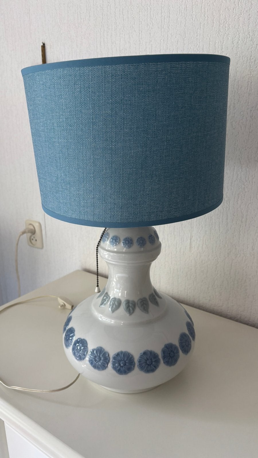Vintage Alacomo Tafellamp - Keramiek met Blauw Decor, Huis en Inrichting, Lampen | Tafellampen, Ophalen of Verzenden, Gebruikt