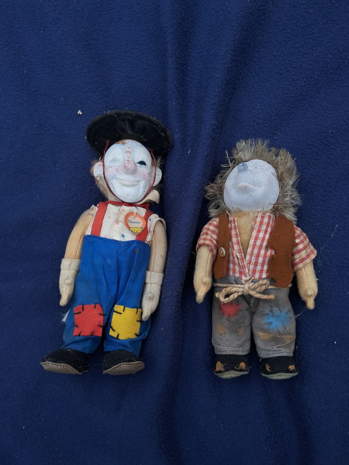Antieke Steiff Clown en Egel Meoki  Poppen - Zeldzaam Paar, Ophalen of Verzenden