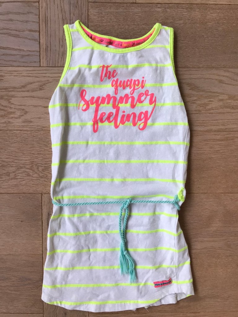 Gaaf zgan wit-geel gestreept zomerjurkje van Quapi 110/116, Kinderen en Baby's, Kinderkleding | Maat 110, Meisje, Ophalen of Verzenden