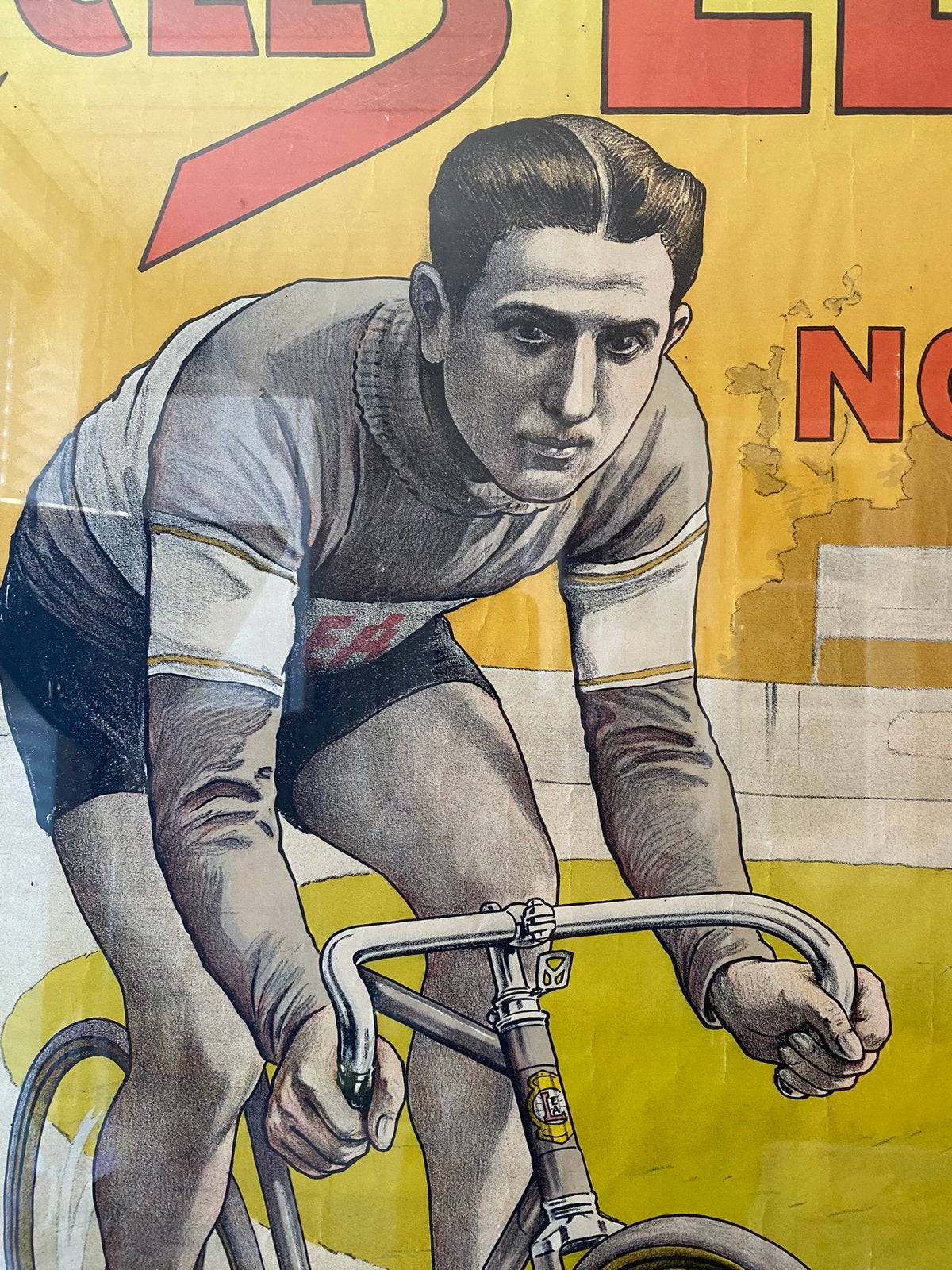 Cycles Lea et Norma grote reclame poster in lijst , jaren 10, Ophalen, Met lijst, Deurposter of groter, Sport