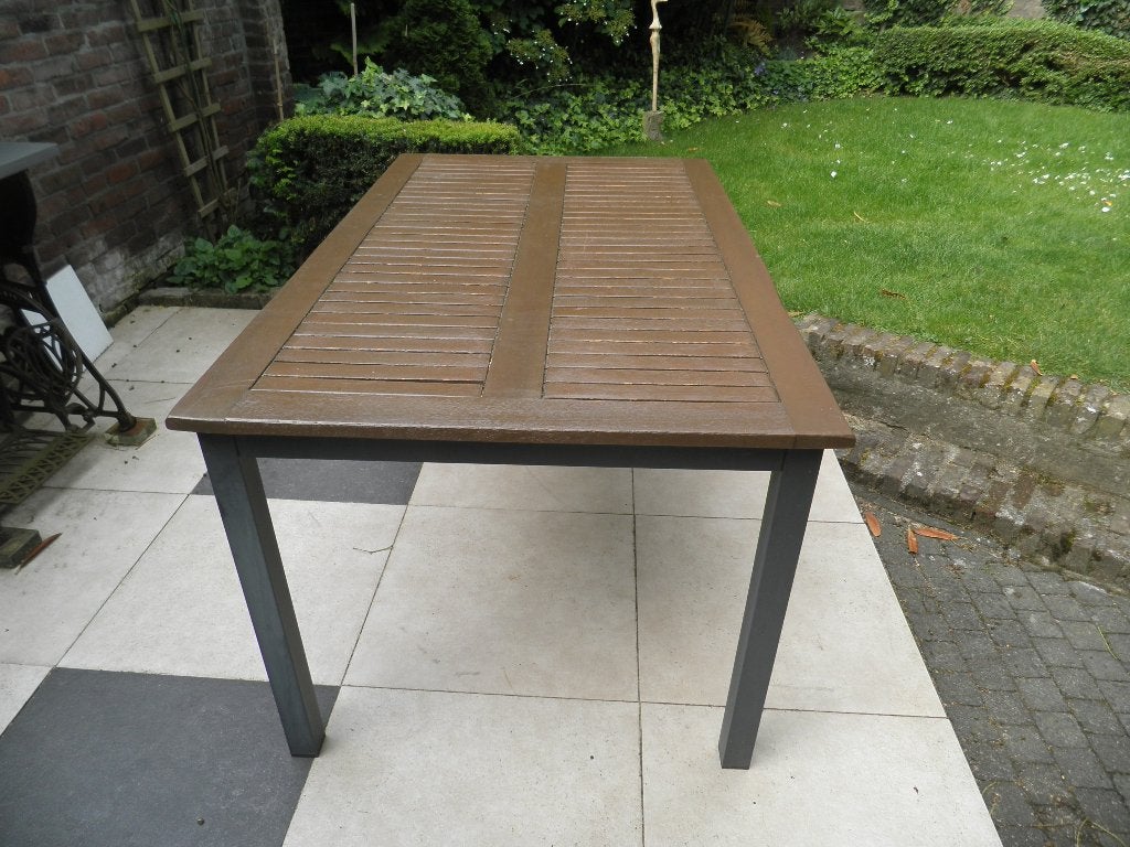 tuintafel 150x 90 cm  met 4 st stoelen en zit kussens, Gebruikt, Ophalen of Verzenden, Tuinset, Eettafel