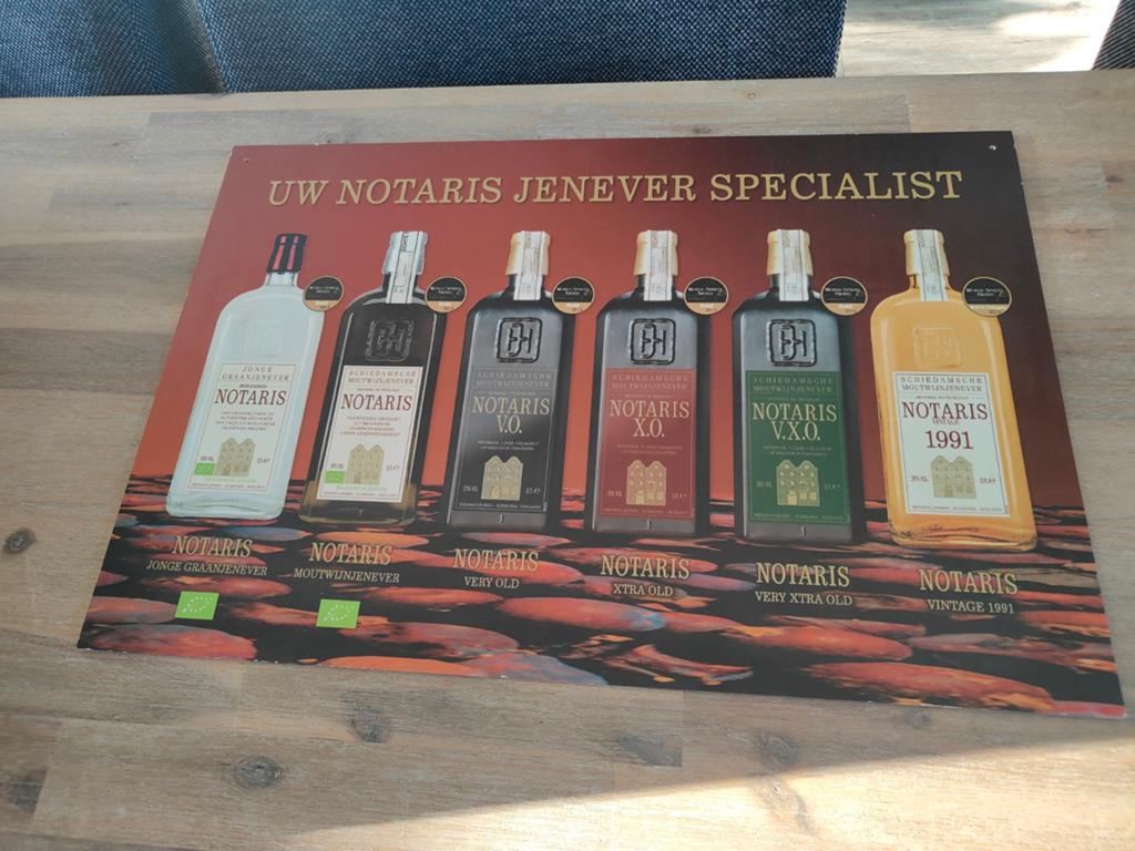 Notaris Jenever Specialist Reclamebord, Verzamelen, Merken en Reclamevoorwerpen, Ophalen of Verzenden, Gebruikt, Reclamebord