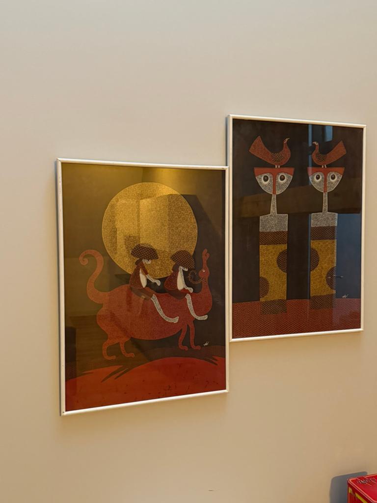 Twee ingelijste batik doeken - 70x50cm, Ophalen, Zo goed als nieuw