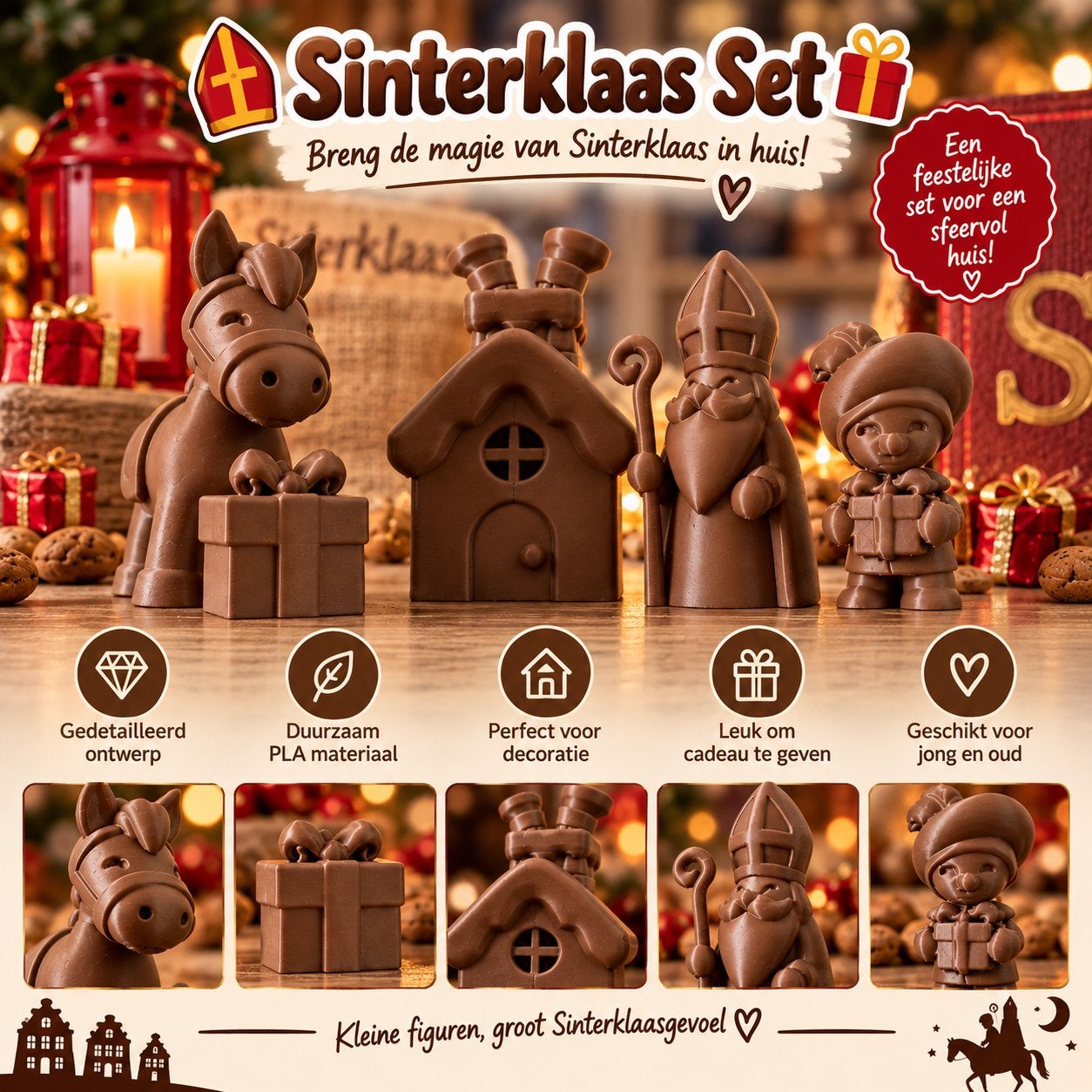 Sinterklaas Decoratie 3D Print | Complete 5-delige Set, Ophalen of Verzenden, Zo goed als nieuw, Dier
