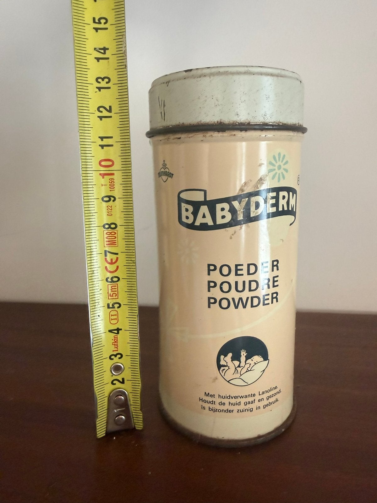 Vintage brocante babyderm poederblik, Ophalen of Verzenden, Gebruikt, Overige