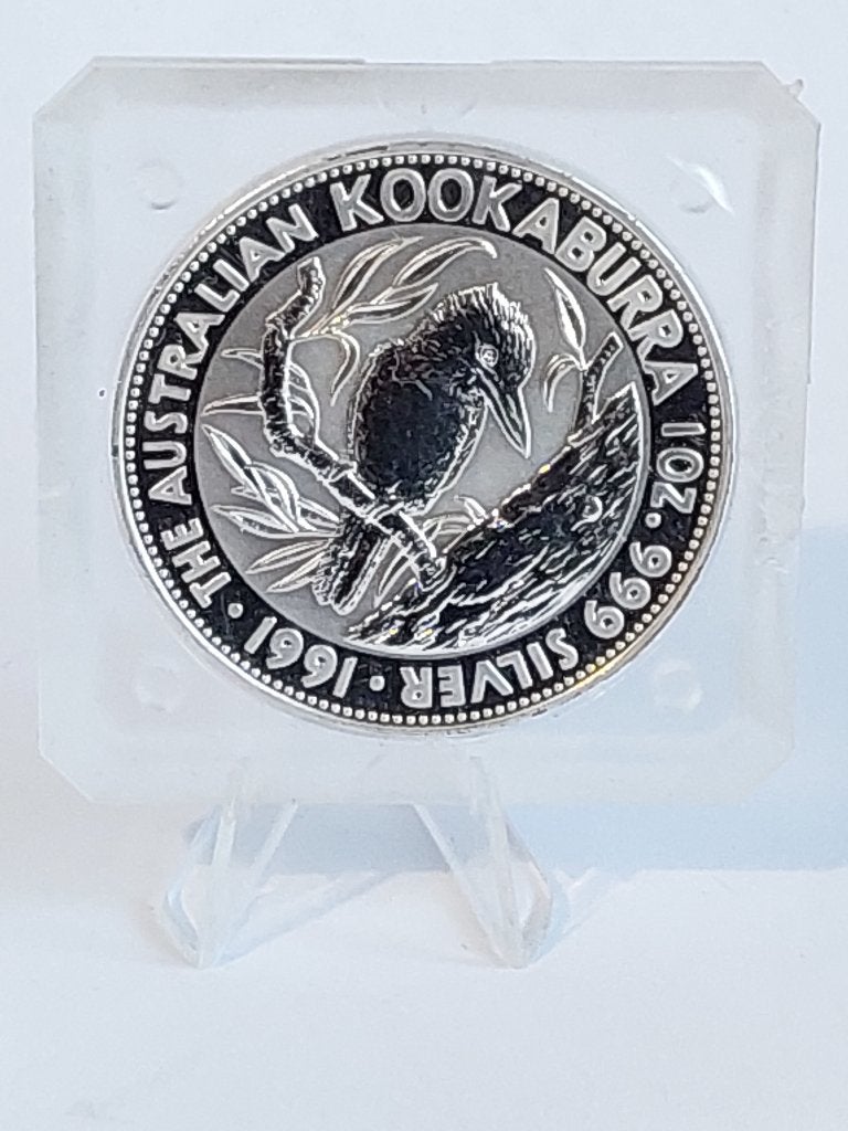 Kookaburra 5 dollar 1991 1oz 999 zilver - originele capsule, Postzegels en Munten, Ophalen of Verzenden, Zilver