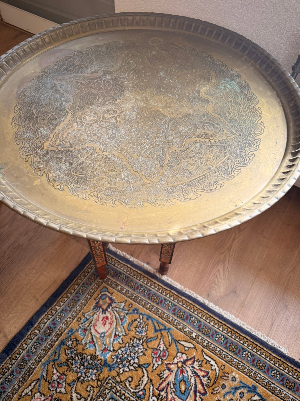 Bijzonder Oosters tafeltje met losse schaal 73 cm, Ophalen, Overige materialen, Marokaans /Oosterse stijl, Rond