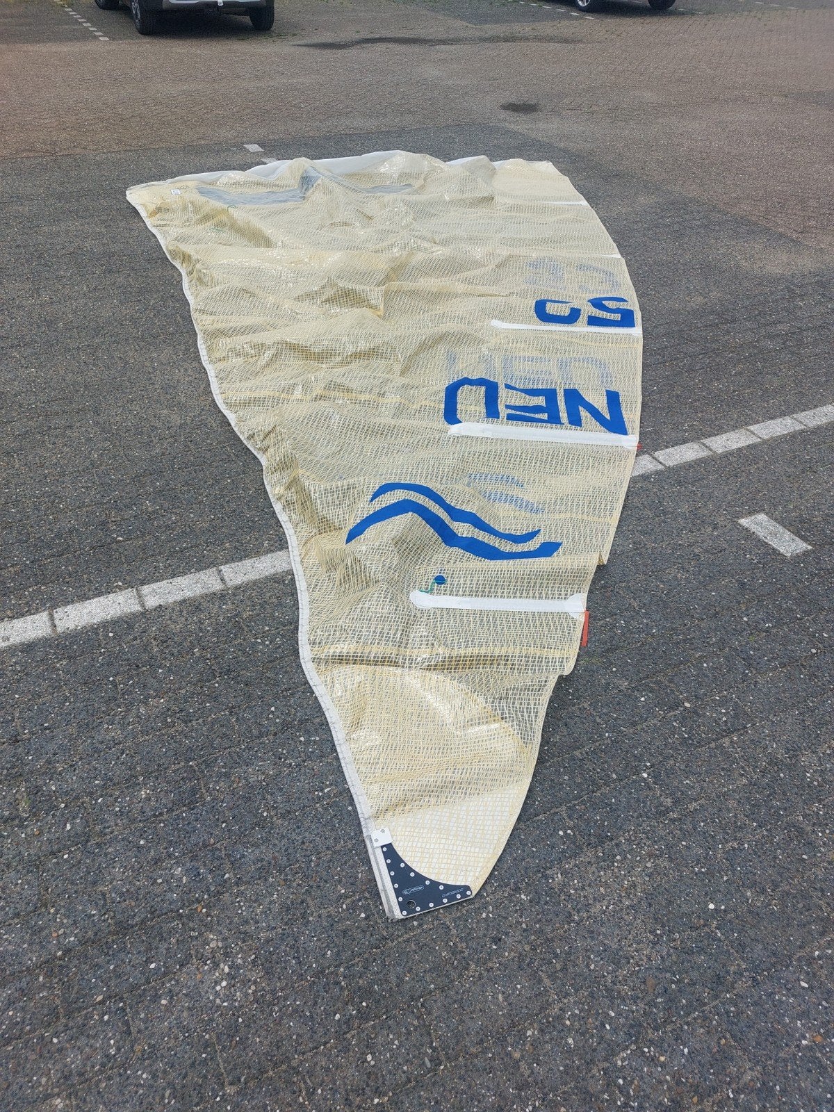 Goed en mooi zeil voor Finnjol, Watersport en Boten, Gebruikt, Ophalen of Verzenden, 3 tot 6 meter, Minder dan 15 m²