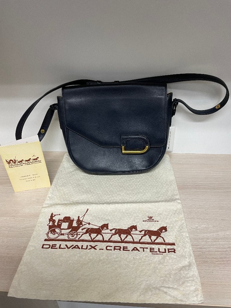 Delvaux "Diva" Donker Blauw Crossbody tas 1e eigenaar, Blauw, Zo goed als nieuw, Leer, Ophalen