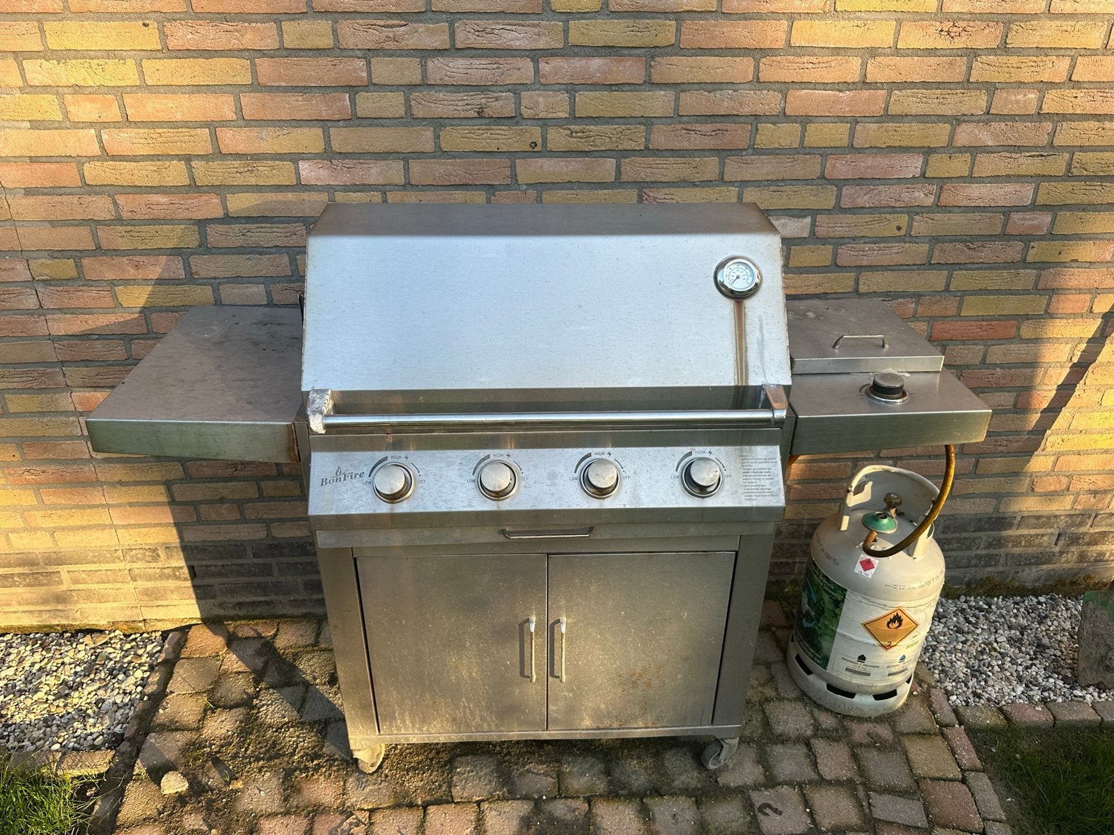 Roestvrijstalen gasbarbecue met 4 branders, Ophalen, Gebruikt