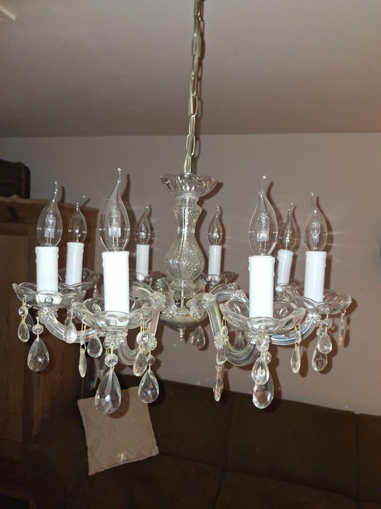 Nostalgische kroonluchter, Huis en Inrichting, Lampen | Hanglampen, Ophalen, Glas