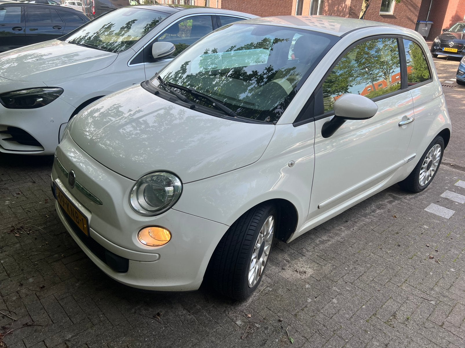 Fiat 500 1.2  POP automaat, Auto's, 1242 cc, 4 cilinders, Leder en Stof, Wit