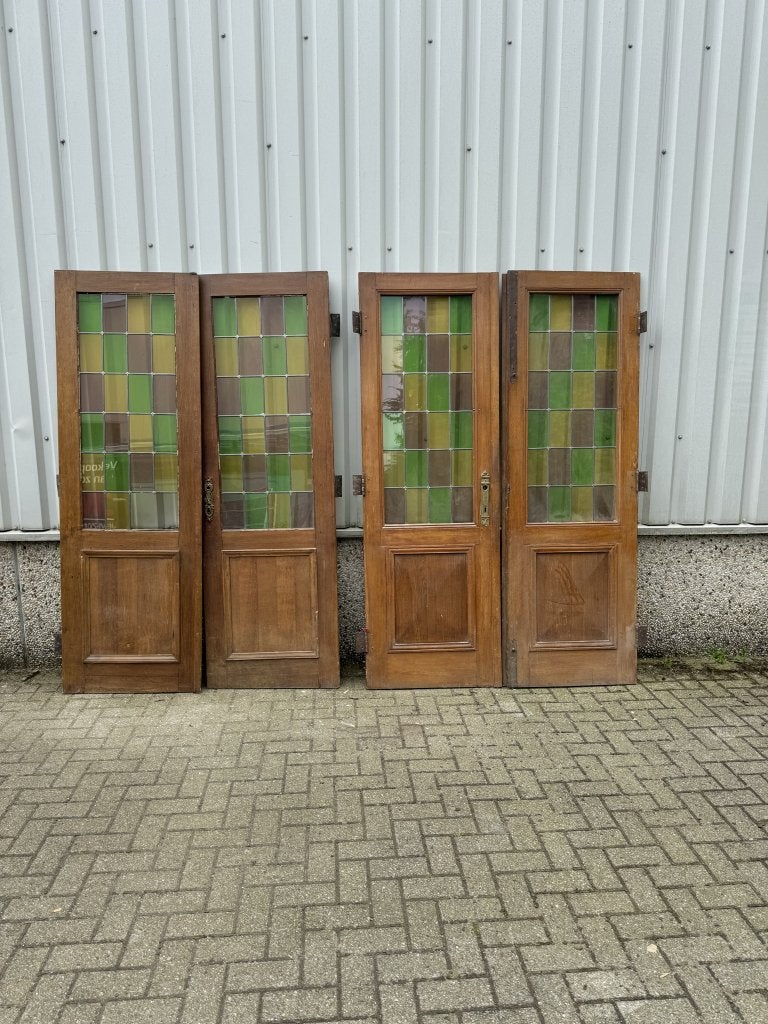 2 sets antieke eiken deuren met glas in lood uit 1830, Doe-het-zelf en Verbouw, Deuren en Horren, La belle porte, Jurgen.hoogenboezem@gmail.com