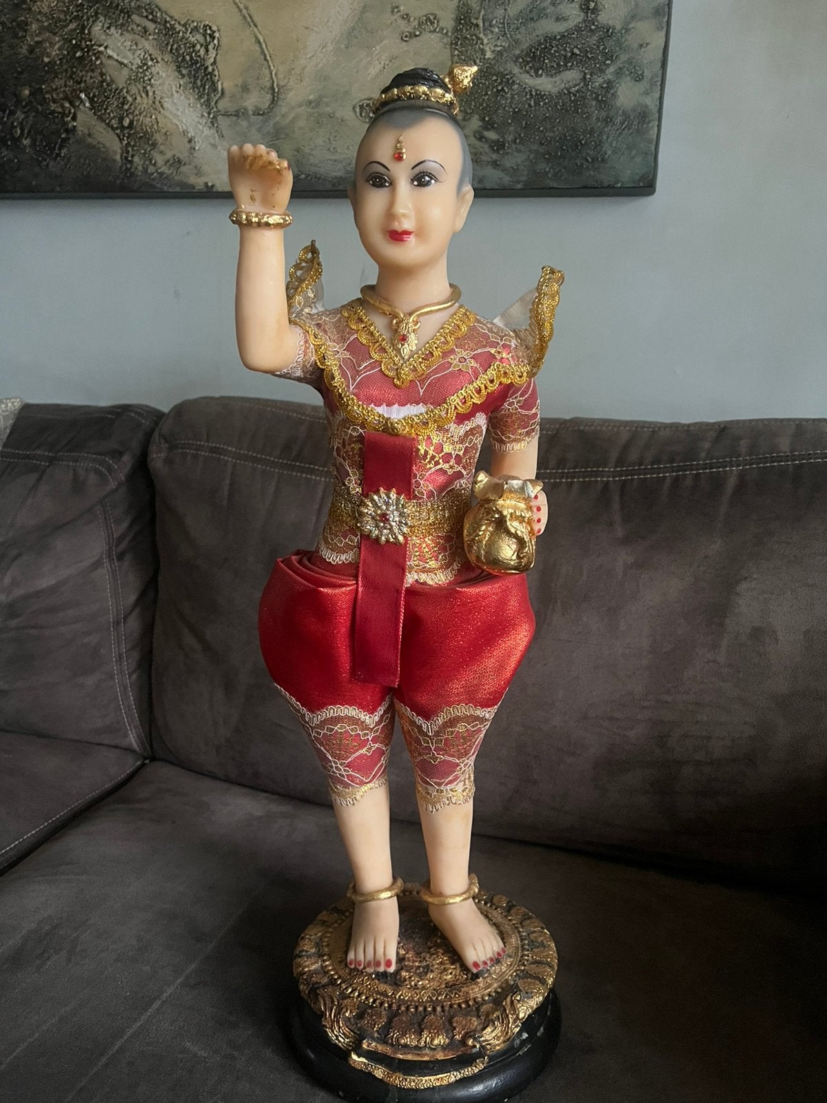 Vintage Kuman Thong Beeld Thailand., Ophalen of Verzenden, Zo goed als nieuw, 71 cm, Meerkleurig