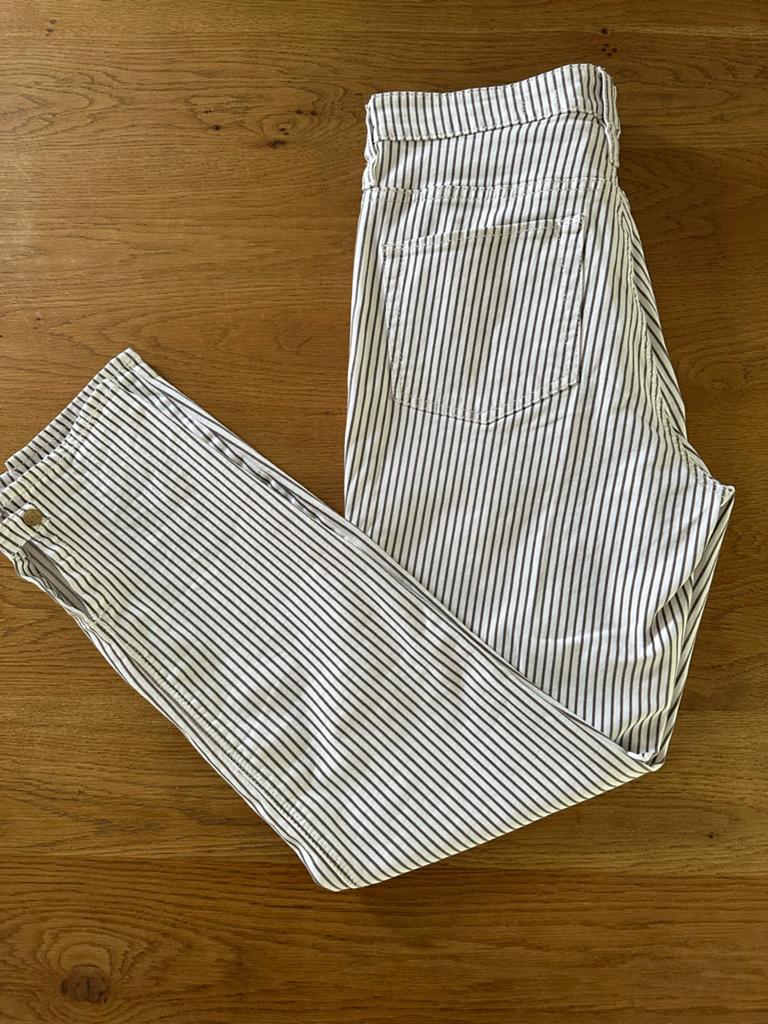 Rosner Audrey high waist crème bruine gestreepte broek mt 40, Maat 38/40 (M), Bruin, Ophalen of Verzenden, Zo goed als nieuw