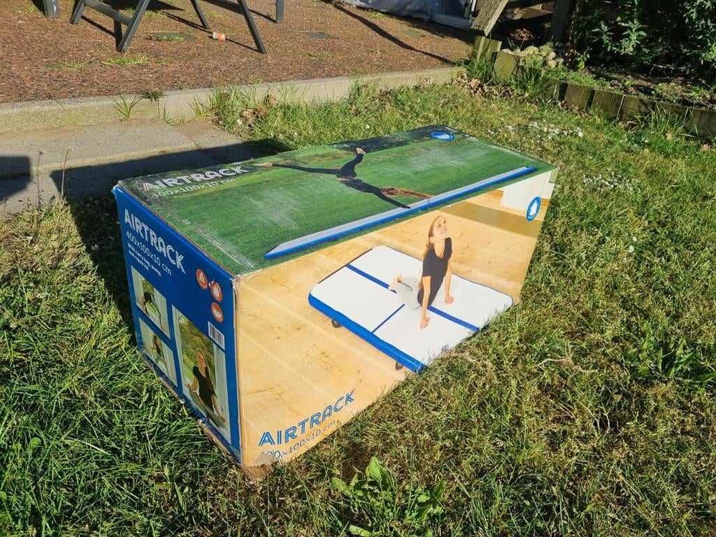 Airtrack 400x100x10cm, Sport en Fitness, Turnen, Ophalen of Verzenden, Zo goed als nieuw, Blauw, Materiaal