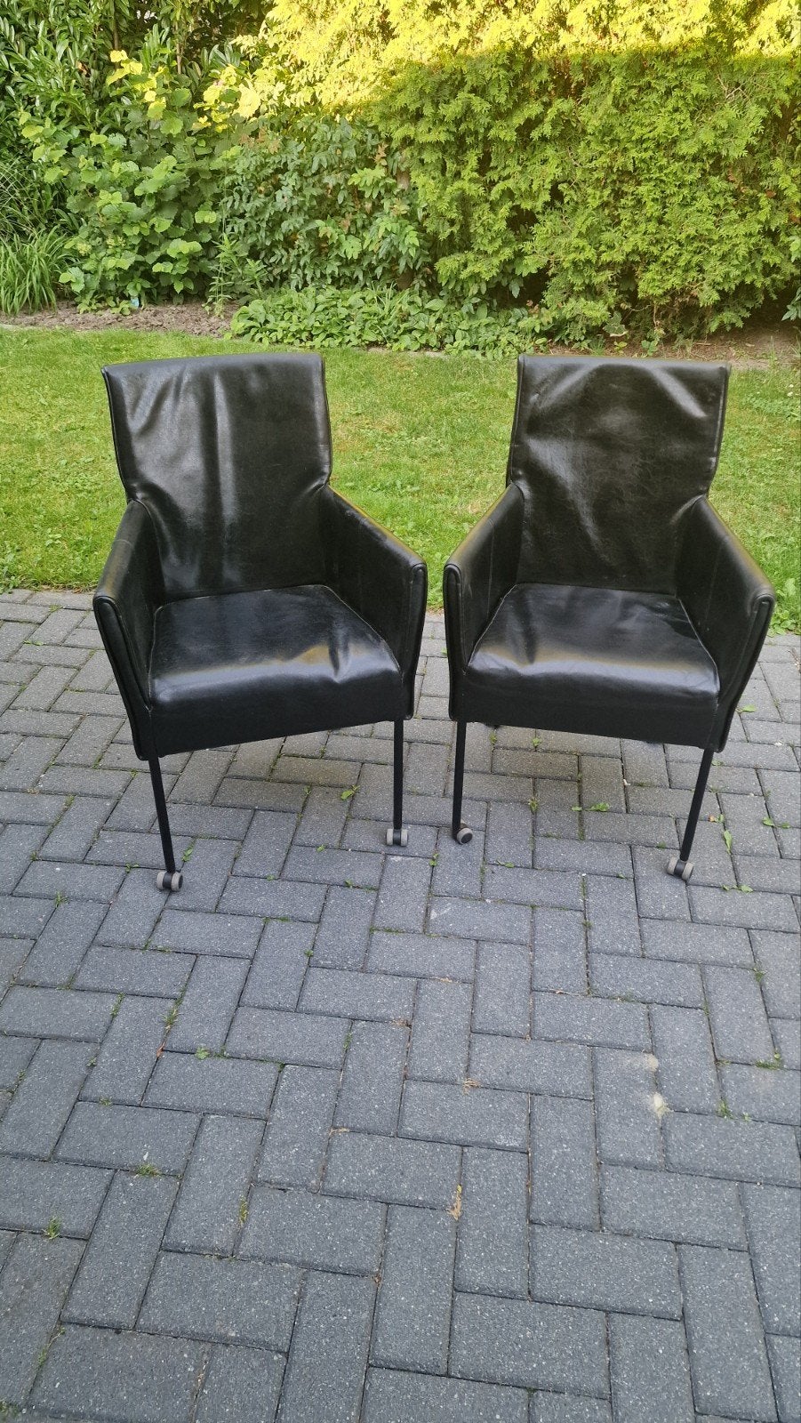 Eetkamerstoelen 6 stuks leer, Ophalen, Gebruikt, Bruin, Leer