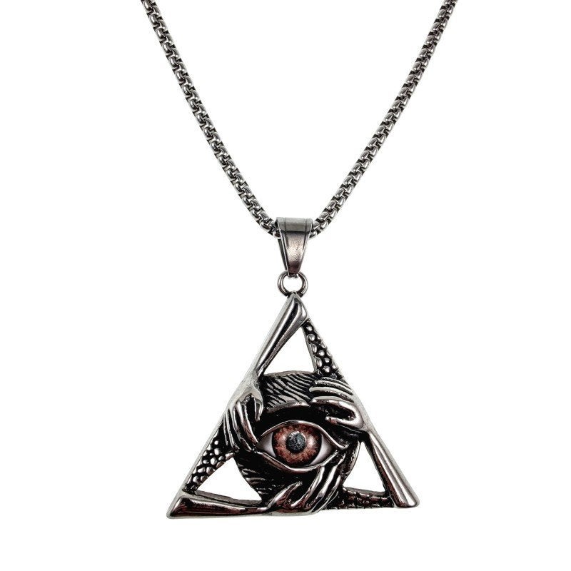60cm x 3mm Jasseron-Ketting+ Grote Piramide Hanger Heren RVS, Birgitta-Gracht 33, 6465 EL Kerkrade, Nederland, Verzenden, Nieuw