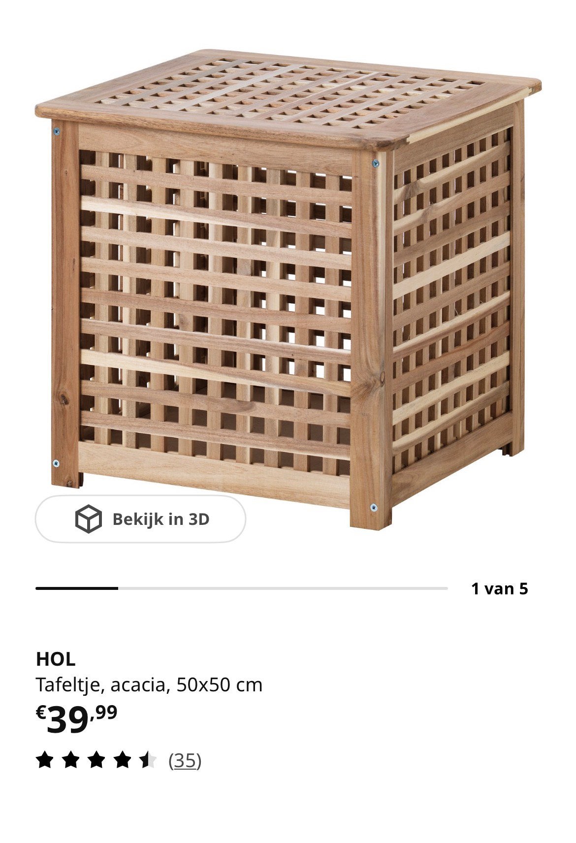 Hol IKEA bijzettafel wasmand etc etc, Ophalen, Zo goed als nieuw, 50 tot 100 cm, Minder dan 50 cm