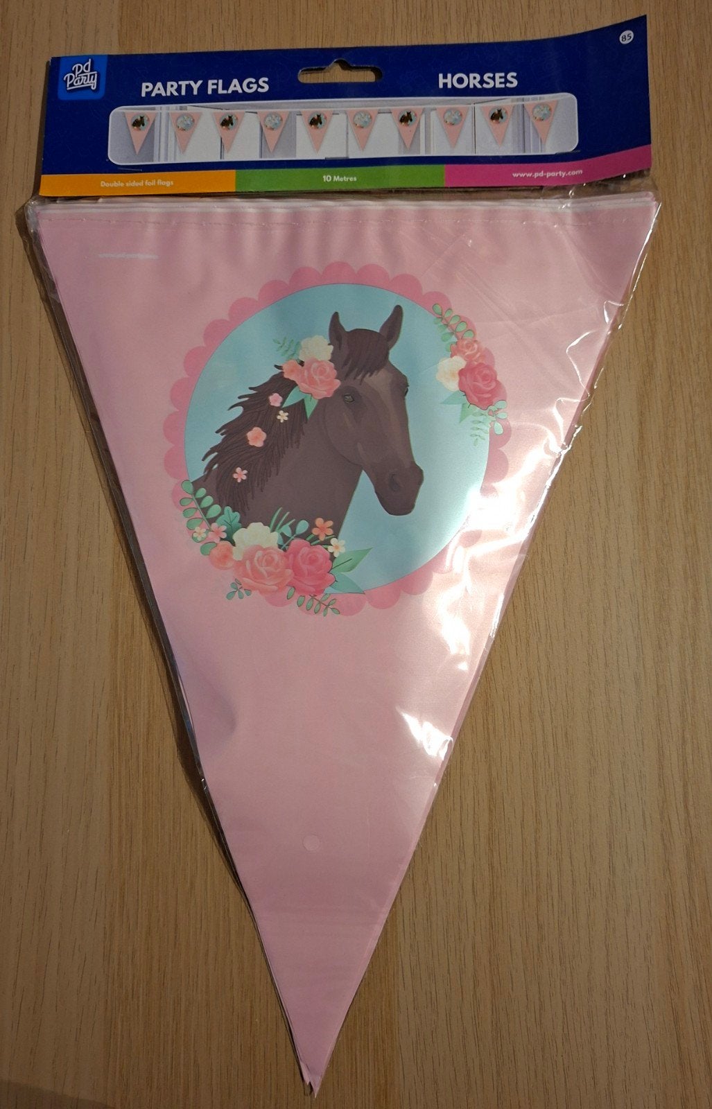 Paarden Party Vlaggenlijn - 10 Meter Roze Decoratie, Hobby en Vrije tijd, Feestartikelen, Ophalen of Verzenden, Nieuw, Versiering
