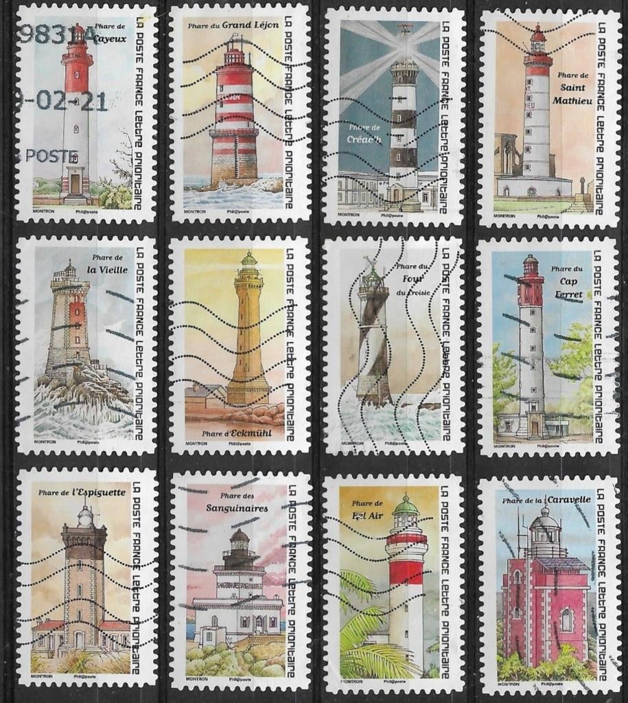 Frankrijk 2020 serie mi.7650/7061 VUURTORENS 12x nom.prior., Verzenden, Gestempeld