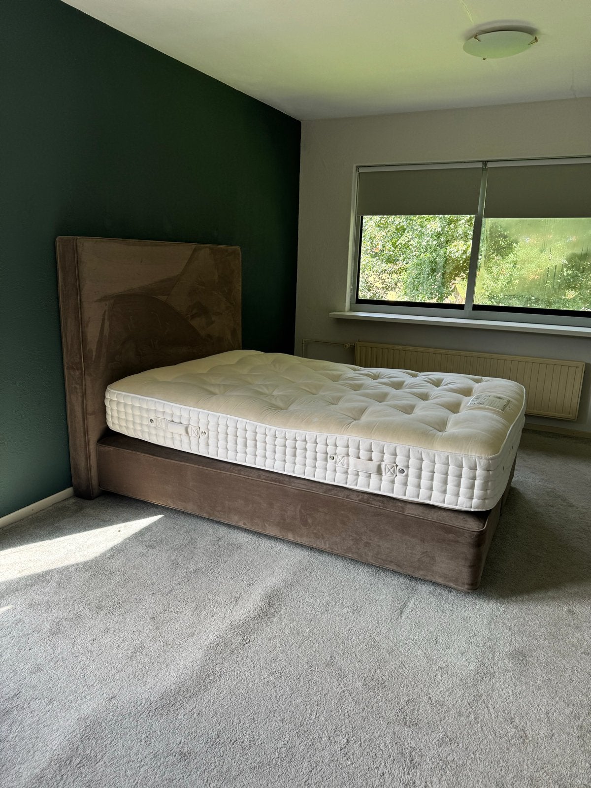 Somnus Marquis Boxspring met Matras - Zo goed als nieuw, Ophalen, Eenpersoons, Bruin, 140 cm
