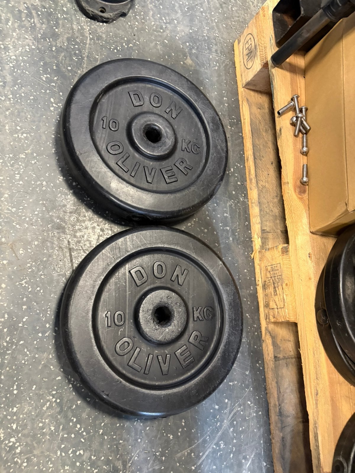 2 x 10 kg les mills bodypump don oliver halter schijven, Sport en Fitness, Fitnessmaterialen, Gebruikt, Ophalen of Verzenden, Les mills