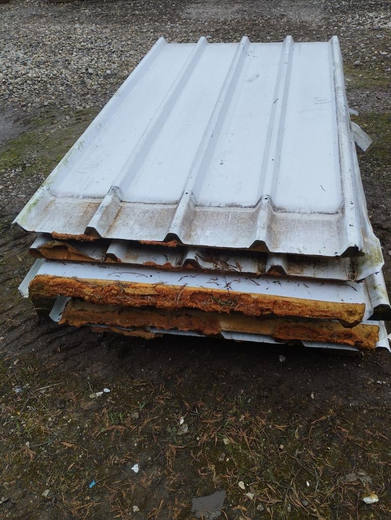 Sandwich dak panelen, Doe-het-zelf en Verbouw, Dakpannen en Dakbedekking, Gebruikt, Dakplaat of Dakpanplaat, Metaal, Grijs, 15 m² of meer