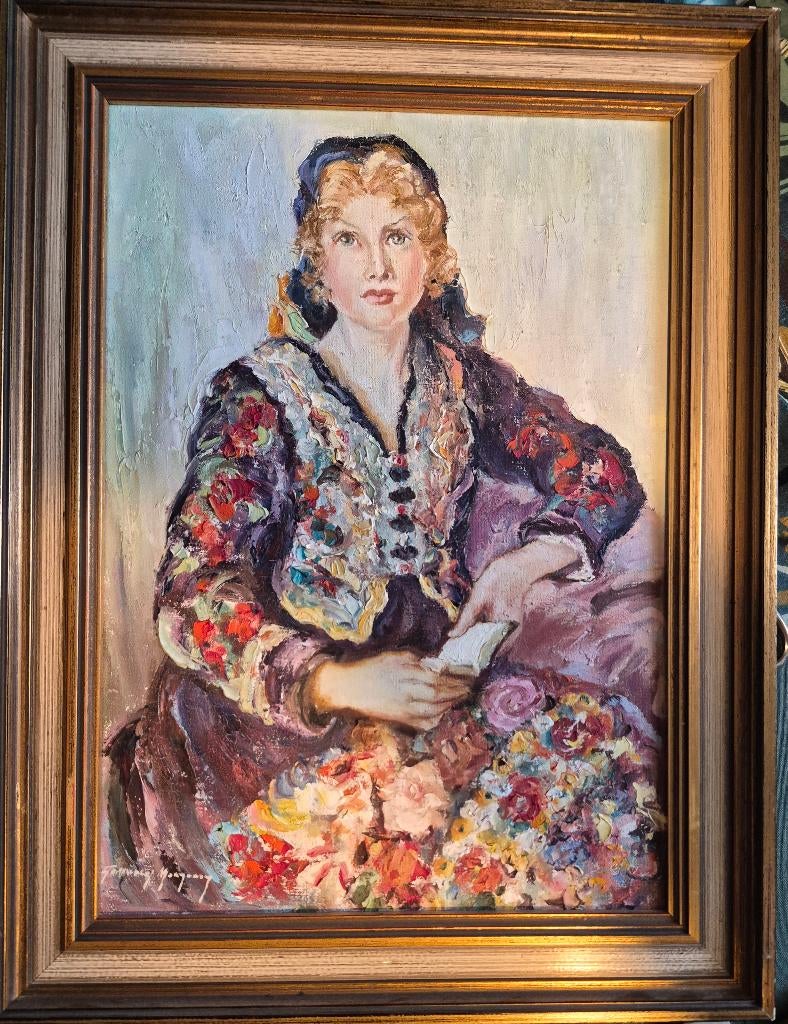 portret van een vrouw in traditionele kleding, Ophalen of Verzenden