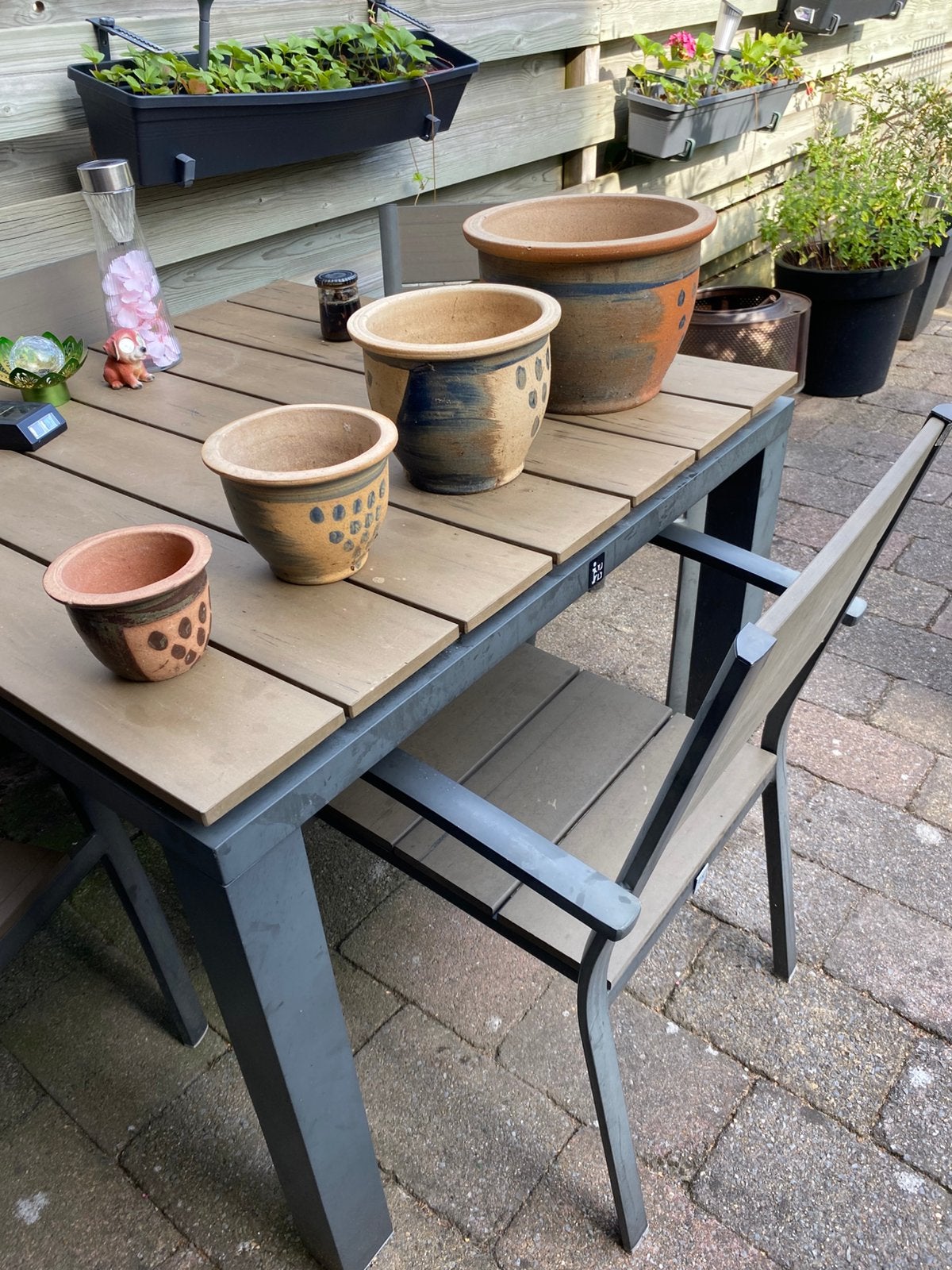 1 set van 5 Bloempotten, Tuin en Terras, Bloempotten, Ophalen, Rond, Zo goed als nieuw, Aardewerk