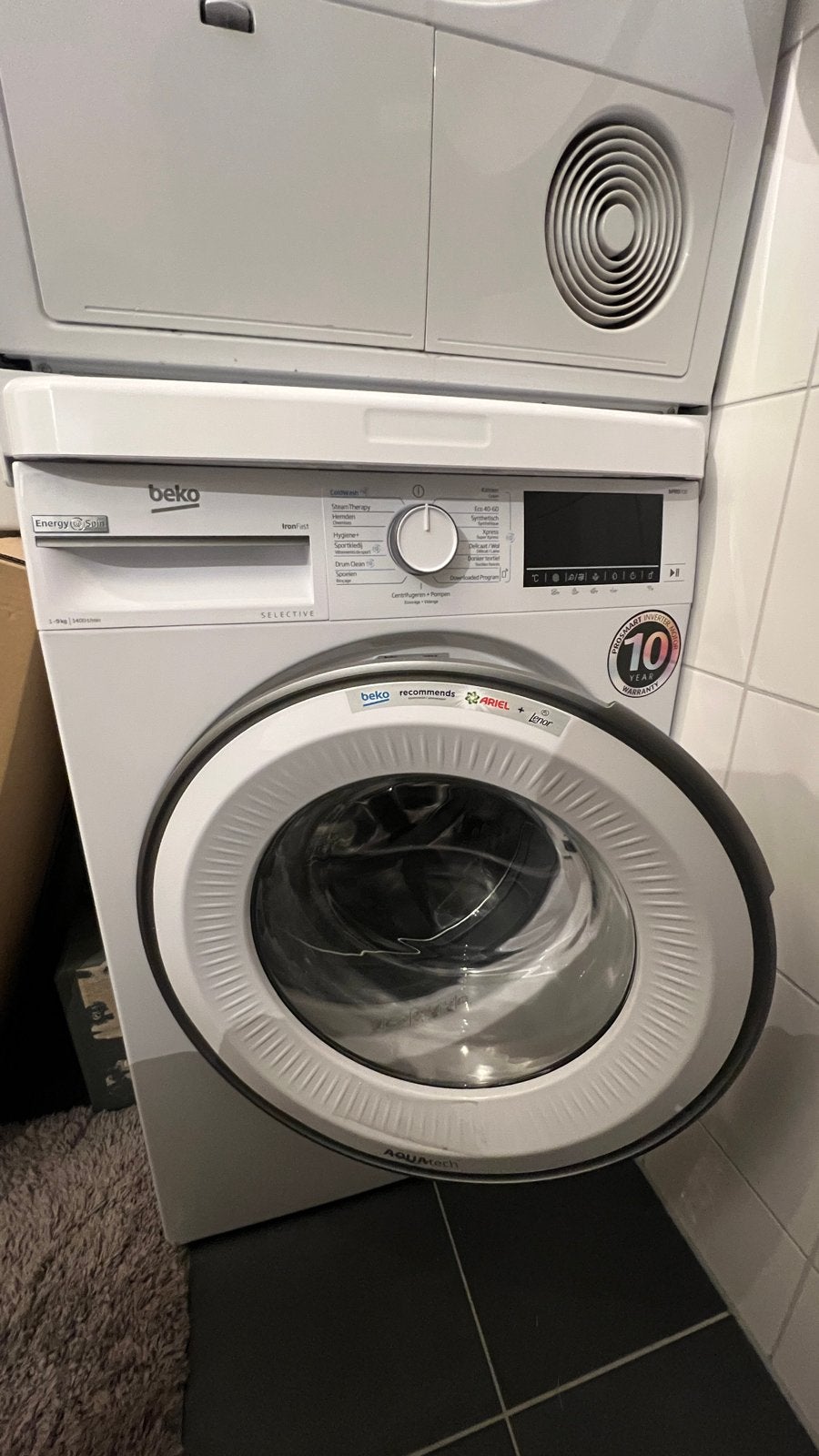 Beko wasmachine, 1,5 jaar oud, Witgoed en Apparatuur, Ophalen, 1200 tot 1600 toeren, 8 tot 10 kg, Wolwasprogramma