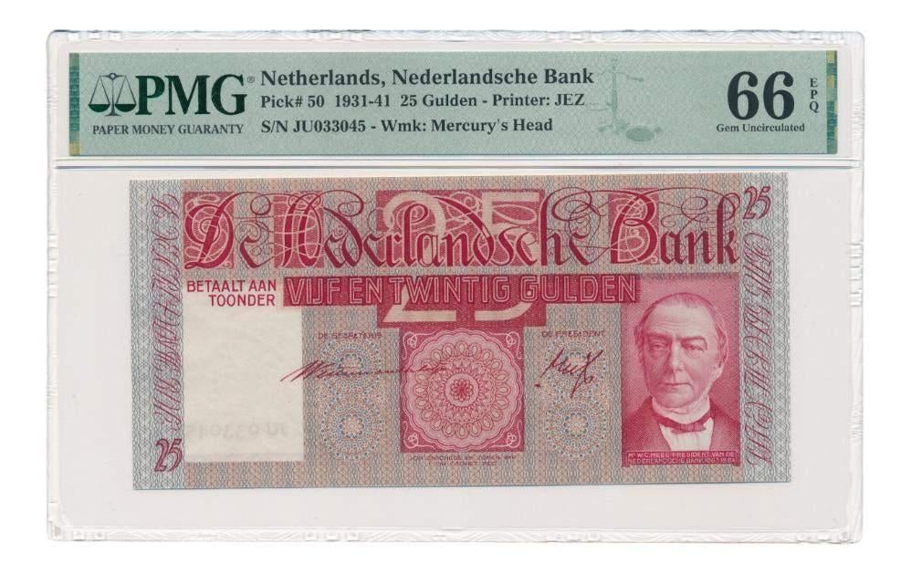 Nederland 25 gulden 1941 Mees PMG66 EPQ, Postzegels en Munten, Bankbiljetten | Nederland, Los biljet, 25 gulden, Ophalen of Verzenden