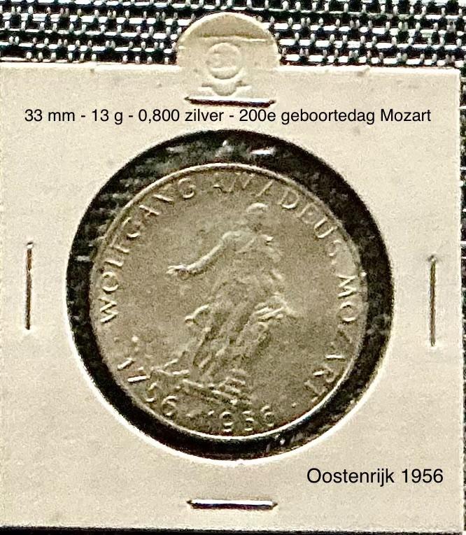 Oostenrijk 25 Schilling zilver 1956 Mozart, Ophalen of Verzenden, Oostenrijk, Losse munt, Zilver