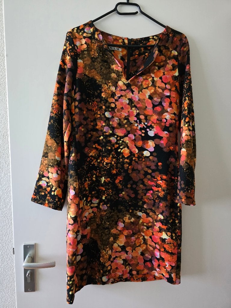 Zwart/oranje jurk, Vanilia, maat 36, Meerkleurig, Vanilia, Nieuw, Ophalen of Verzenden