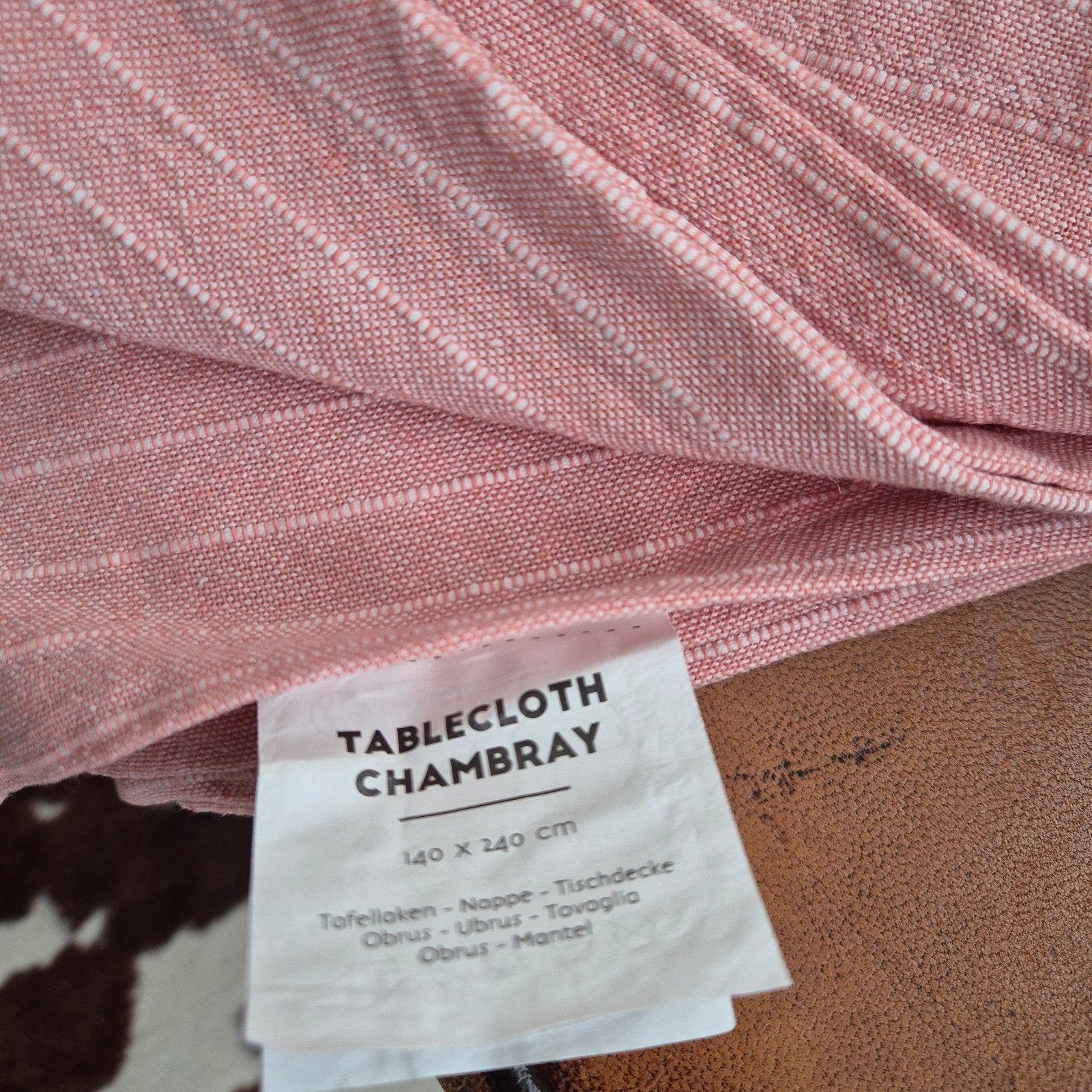 Chambray Tafelkleed Roze Gestreepte 140x240 cm, Ophalen of Verzenden, Nieuw, Rechthoek, Binnen