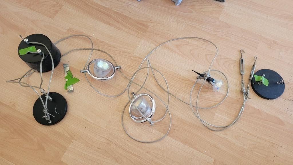 Halogeen spotjes aan kabel - set van 3, Gebruikt, Minder dan 30 watt, Halogeen (gloei)lamp, Bipin of Steekvoet