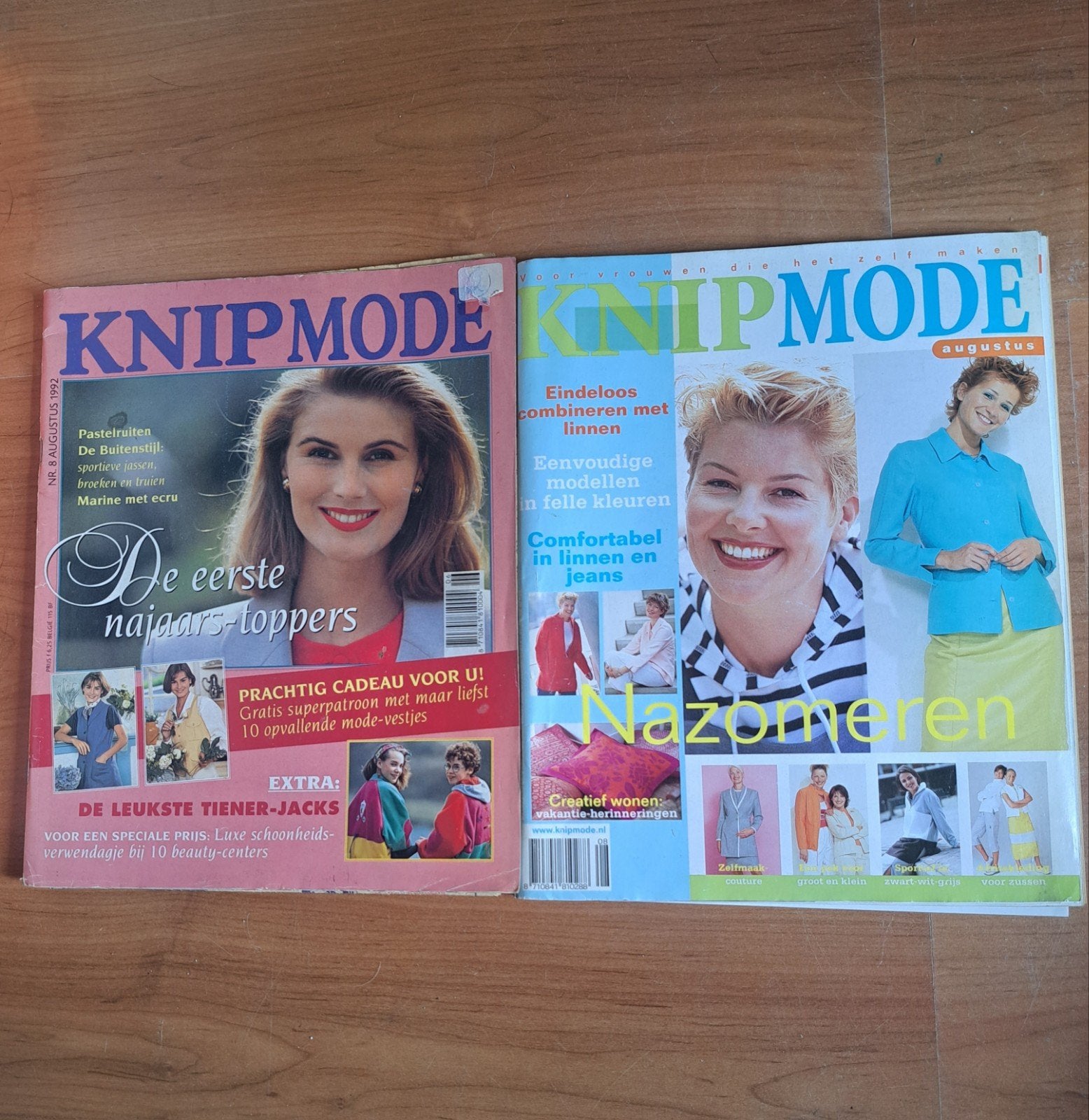 Knipmode, augustus, twee stuks, Hobby en Vrije tijd, Ophalen of Verzenden, Zo goed als nieuw, Vrouw, Knipmode